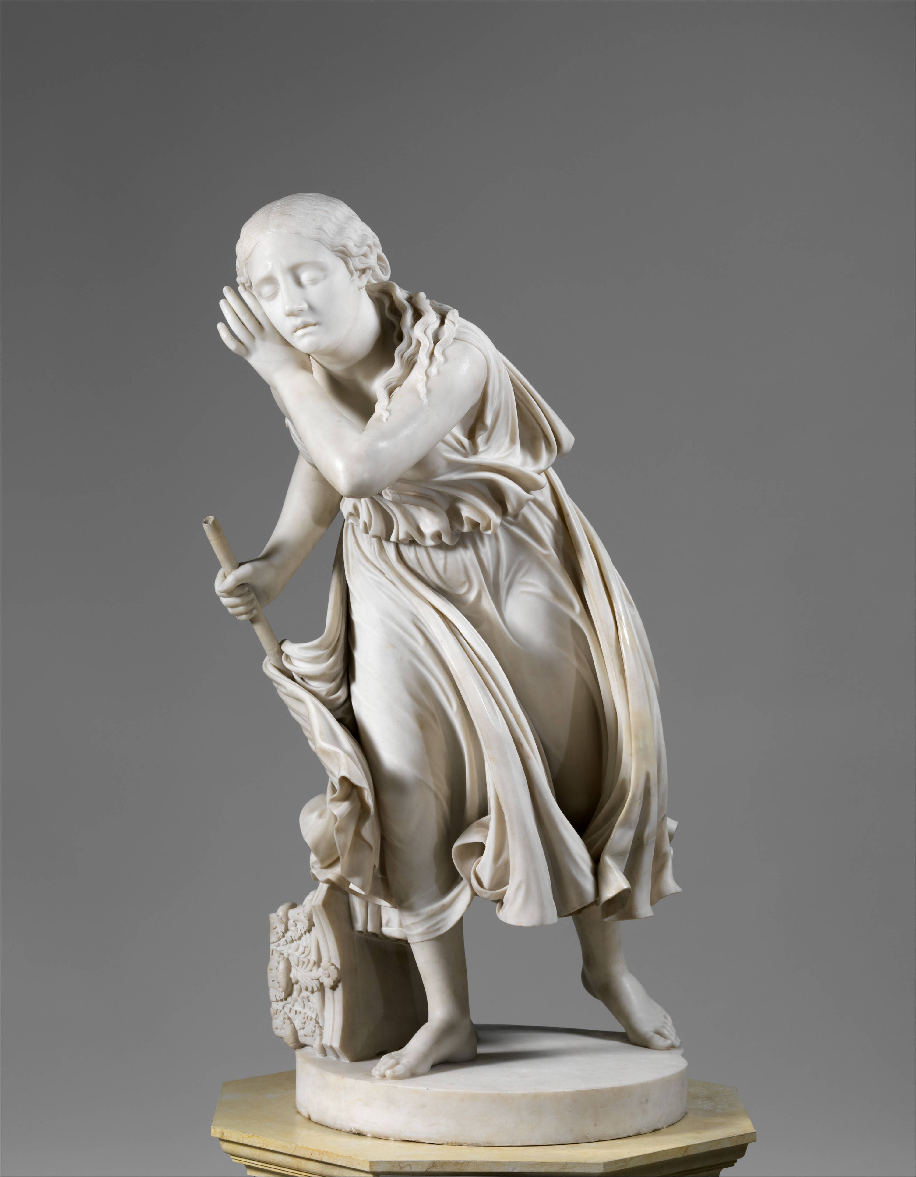 marble statuette of blind female figure, Nydia